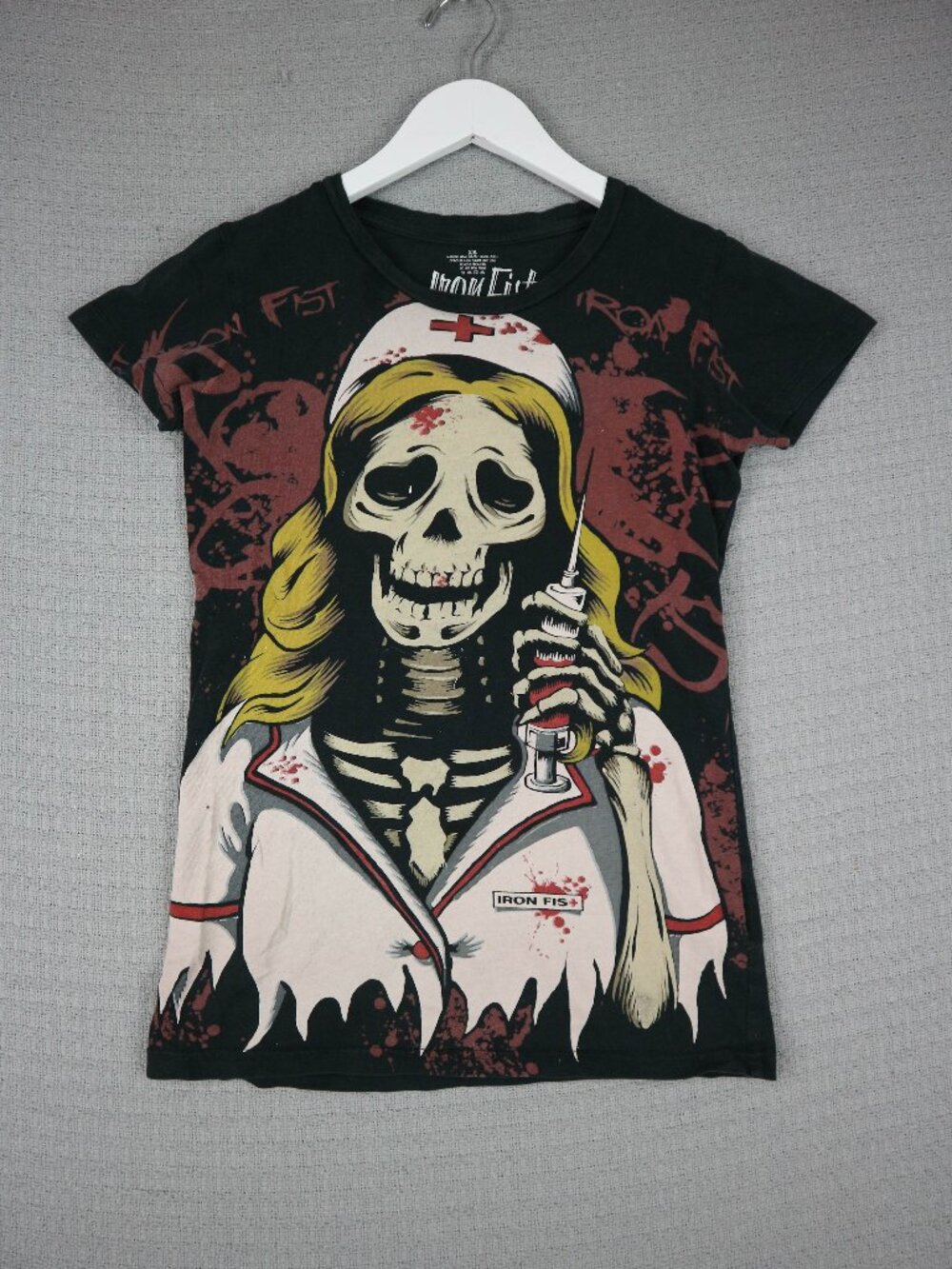Iron Fist Zombie SKull Nurse Womens Grunge Y2K XS